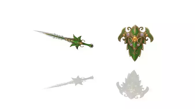 Dryad - Sword and Shield Low-poly 3D model