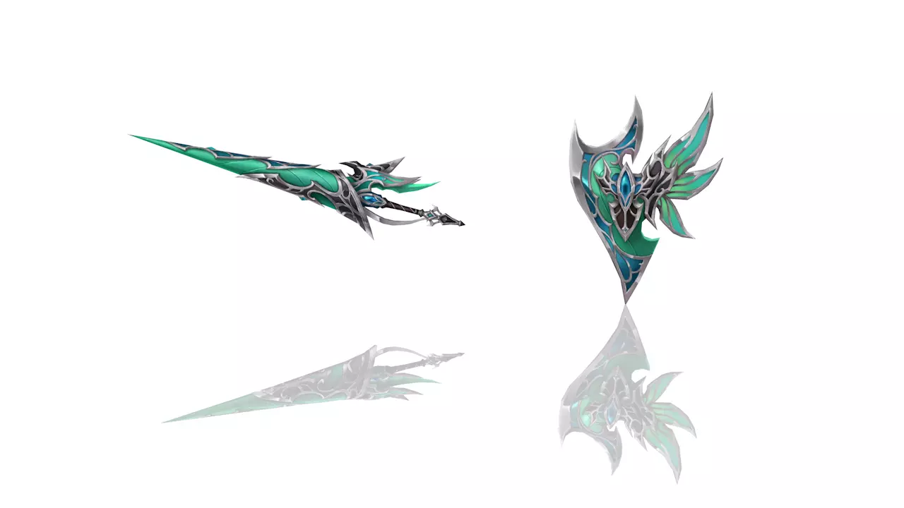 Elven - Sword and Shield Low-poly 3D model_0