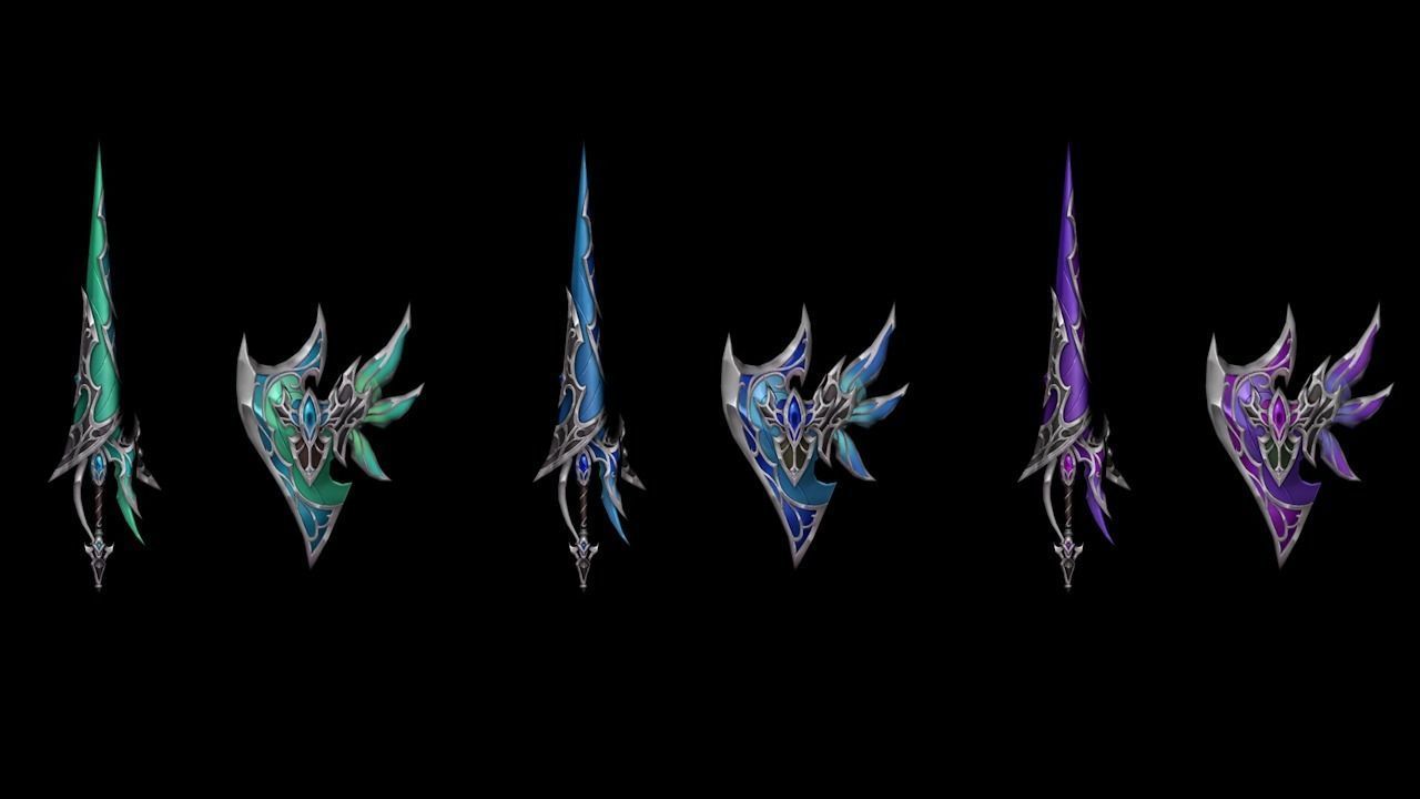 Elven - Sword and Shield Low-poly 3D model_1