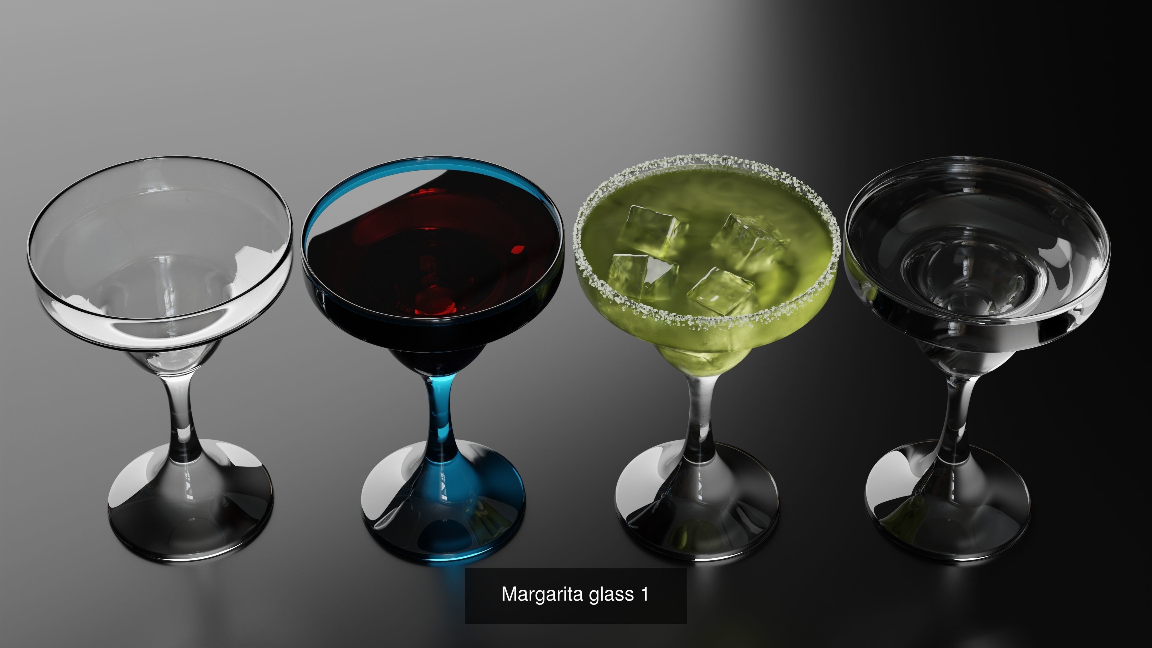 Margarita glasses set 3D Model Collection_1