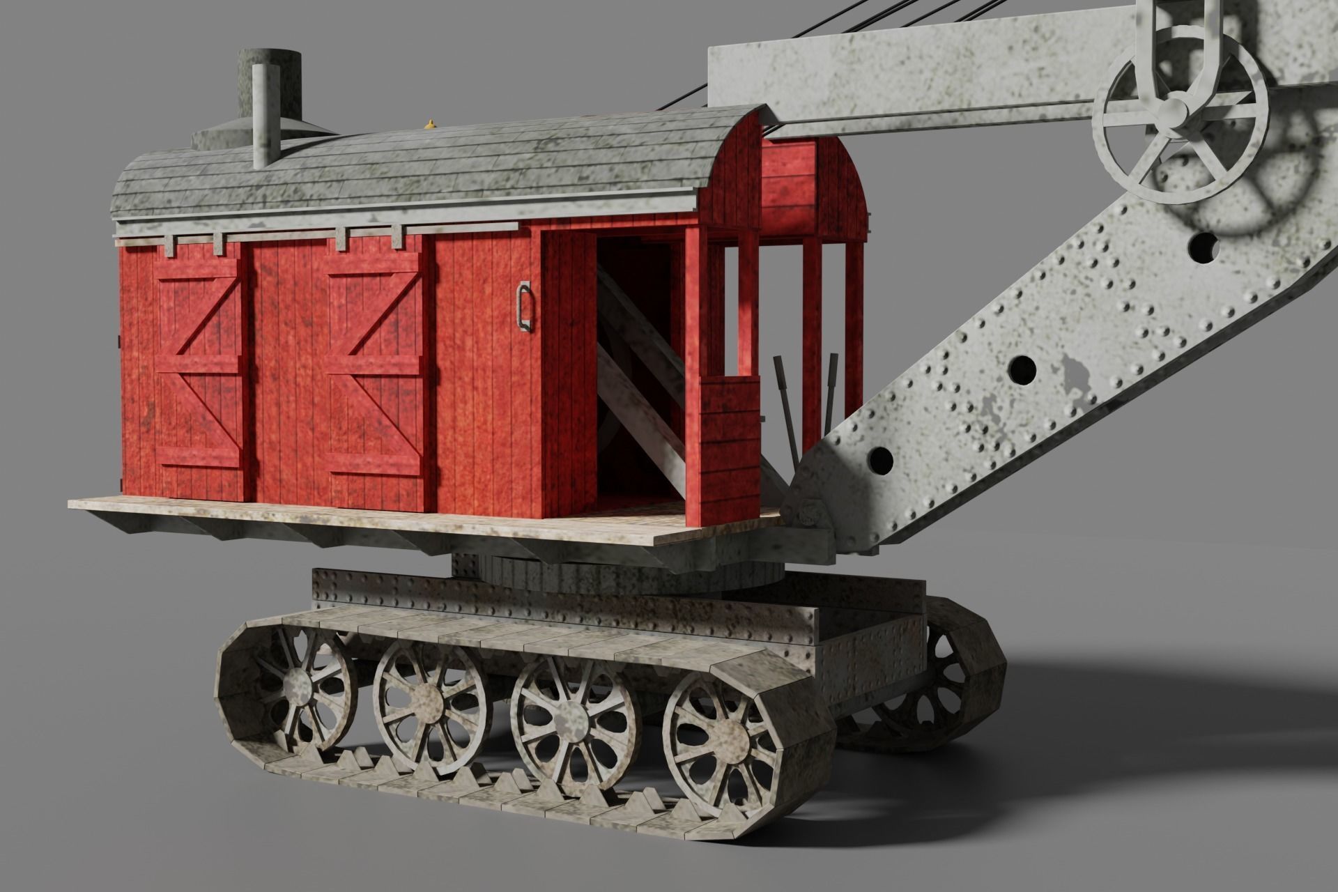 Steam Shovel Low-poly 3D model_2