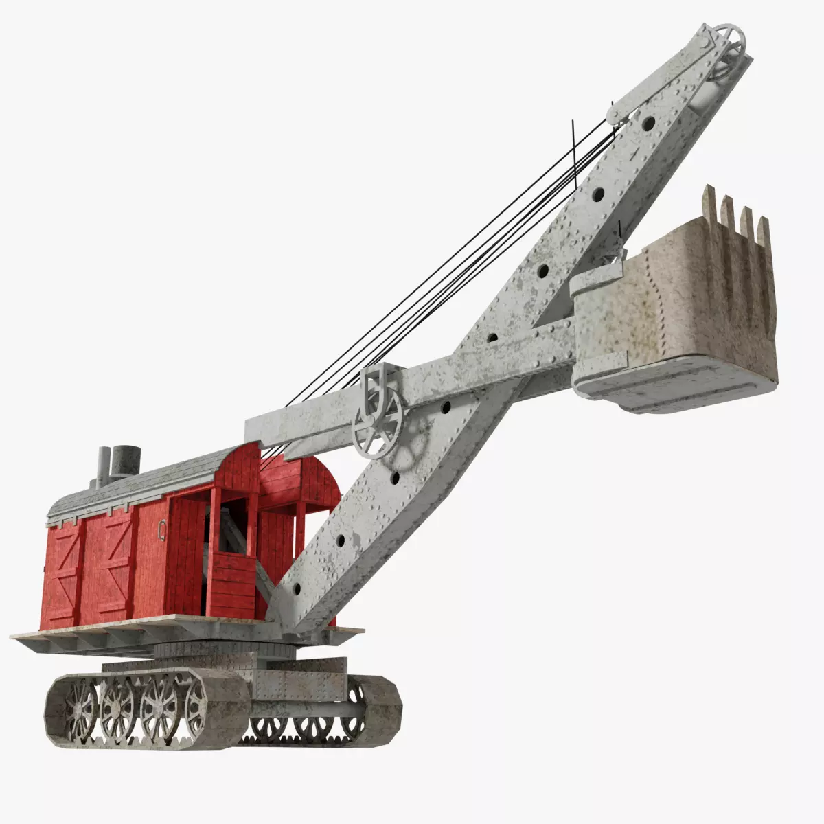 Steam Shovel Low-poly 3D model_0