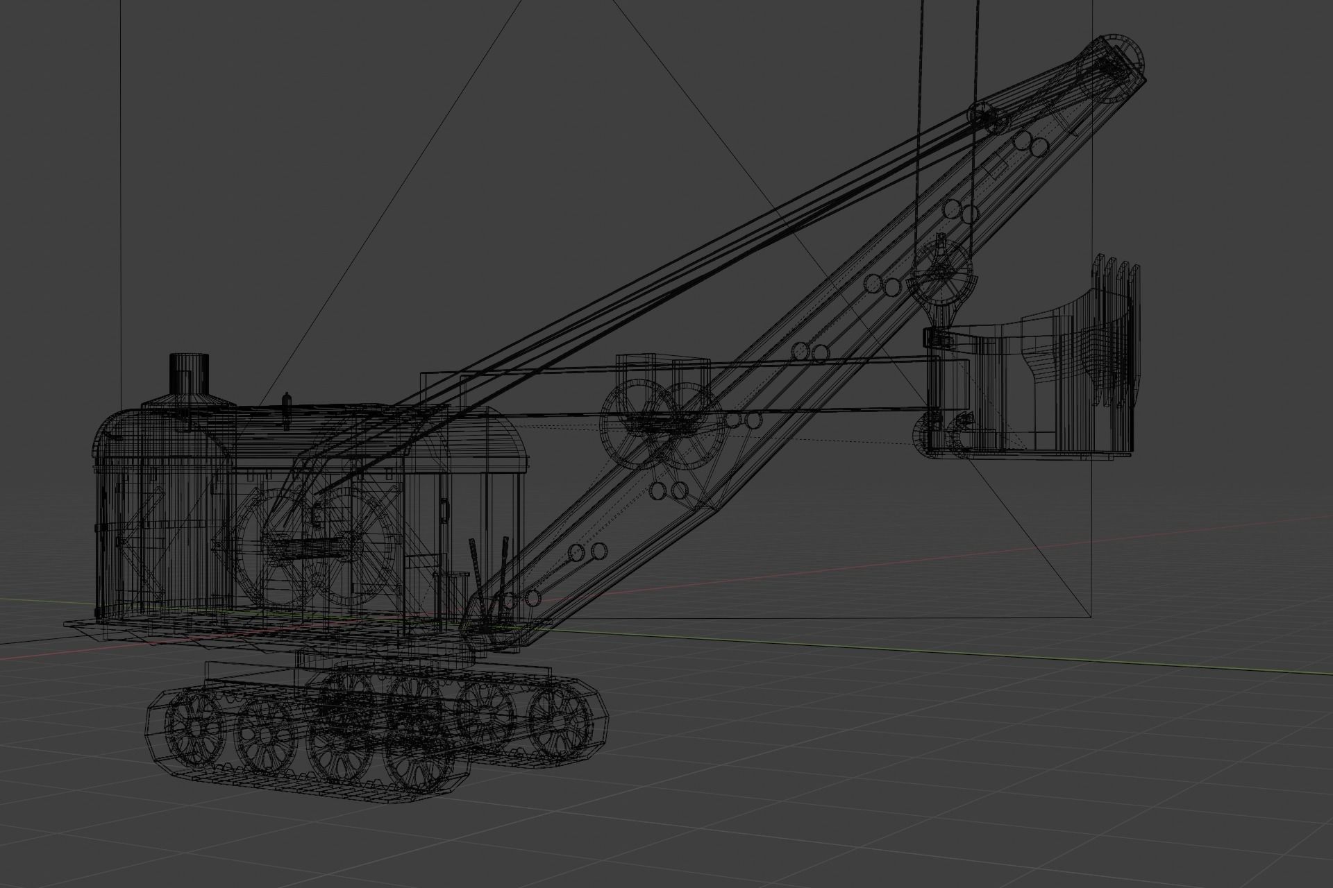 Steam Shovel Low-poly 3D model_8