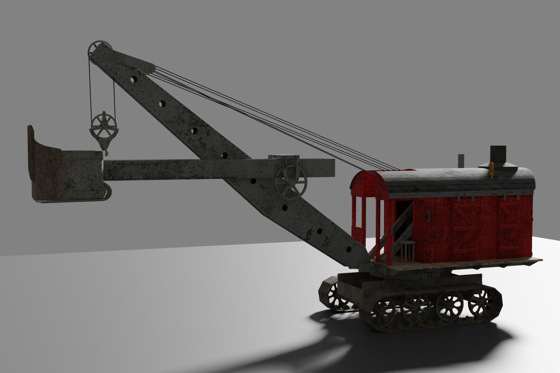 Steam Shovel Low-poly 3D model_7