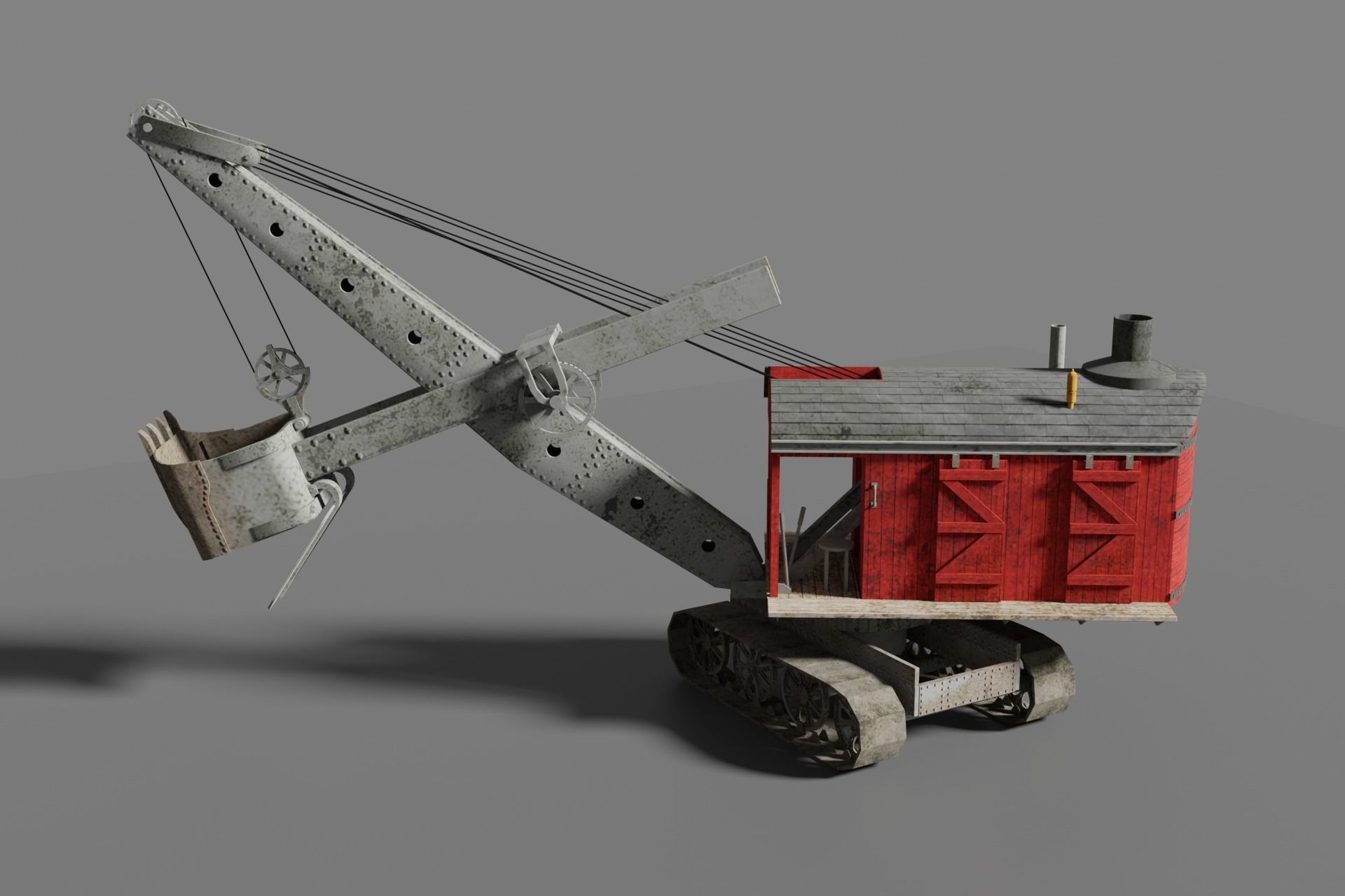 Steam Shovel Low-poly 3D model_4
