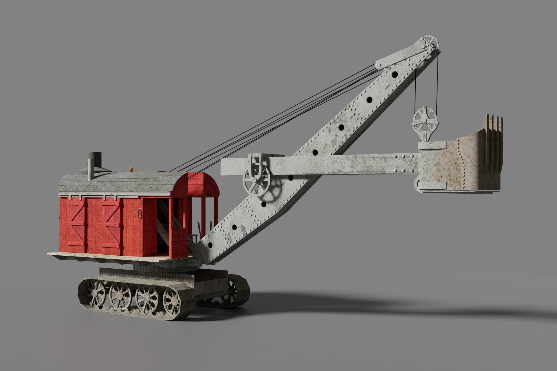 Steam Shovel Low-poly 3D model_1