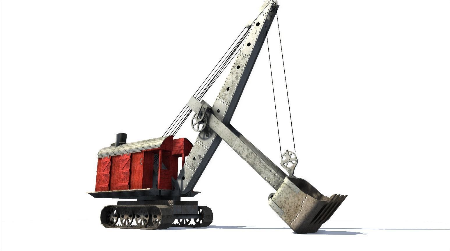 Steam Shovel Low-poly 3D model_5