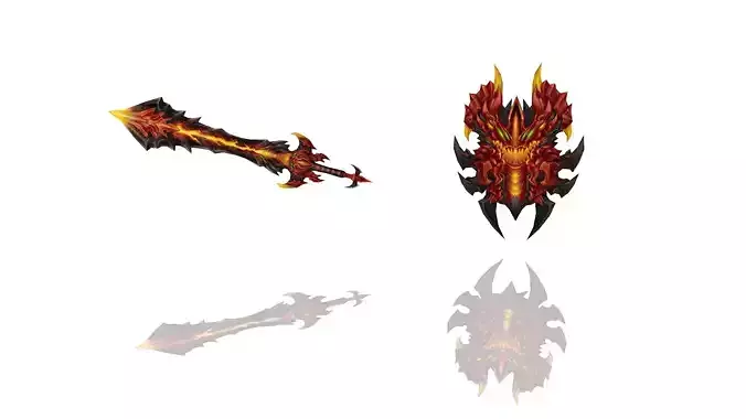 Infernal - Sword and Shield Low-poly 3D model