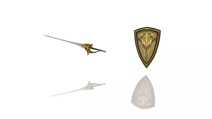Noble Guard - Sword and Shield Low-poly 3D model