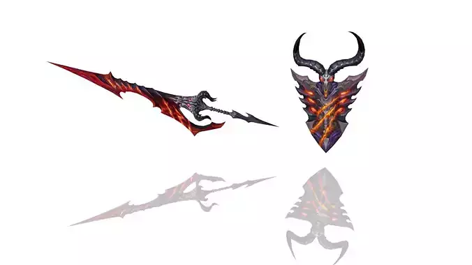 Pure Evil - Sword and Shield Low-poly 3D model