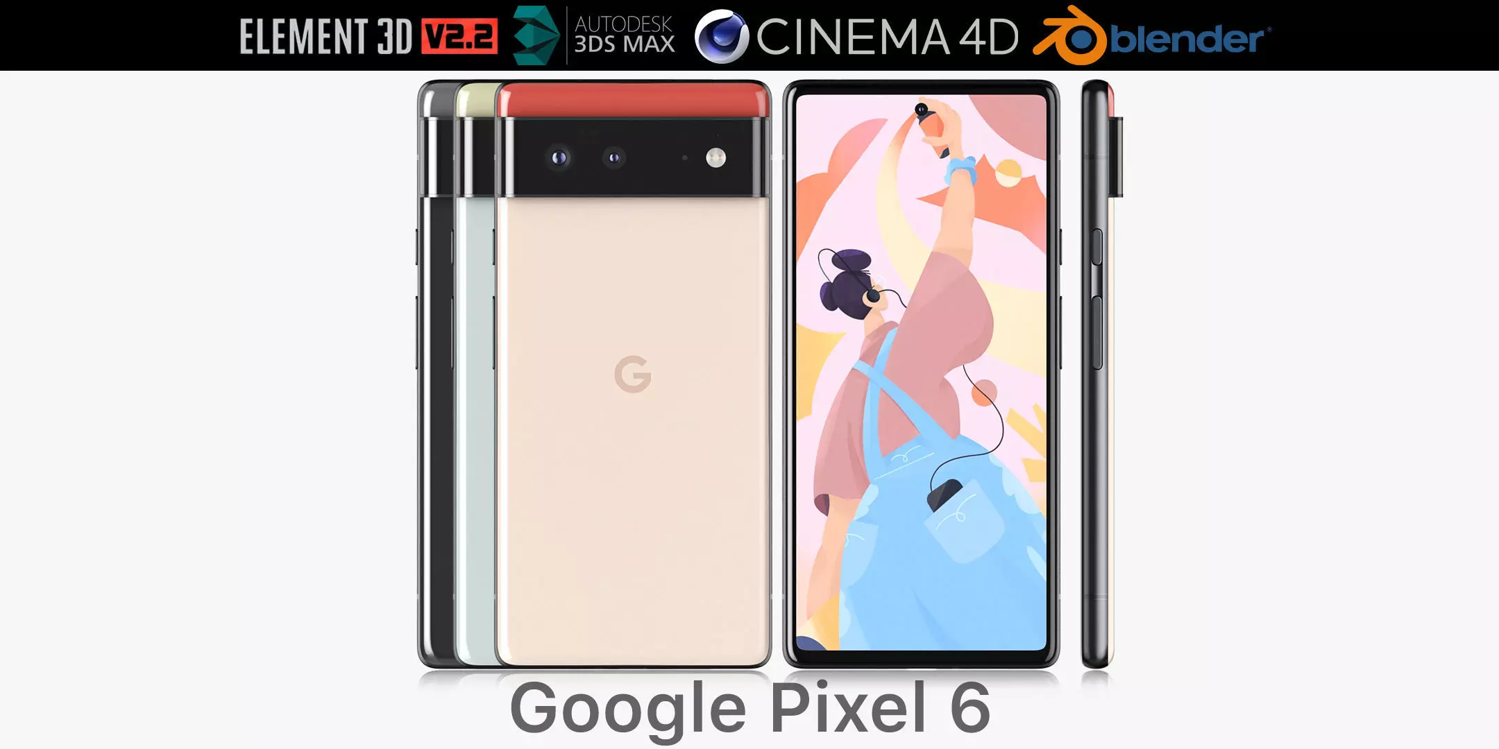 Google Pixel 6 all colors 3D model_0