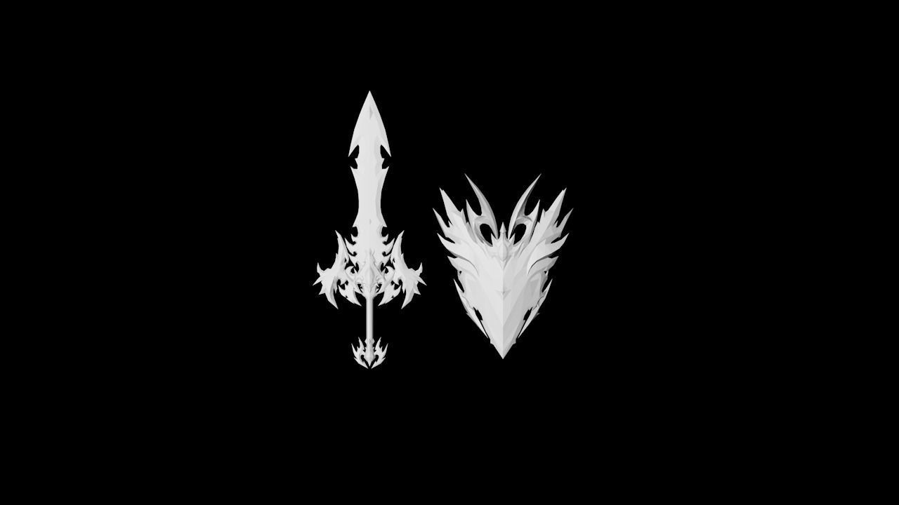 Succubus - Sword and Shield Low-poly 3D model_4