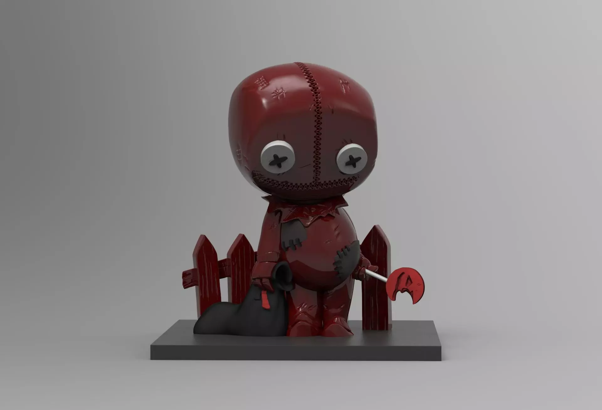 Cute Chibi rag doll holding candy horror kid decoration 3D print model