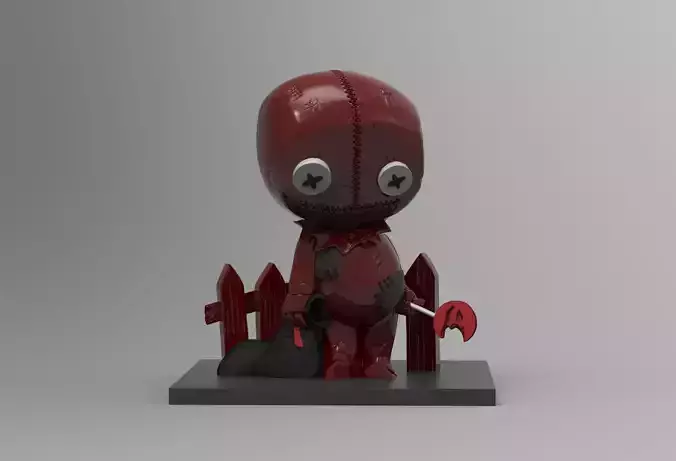 Cute Chibi rag doll holding candy horror kid decoration 3D print model