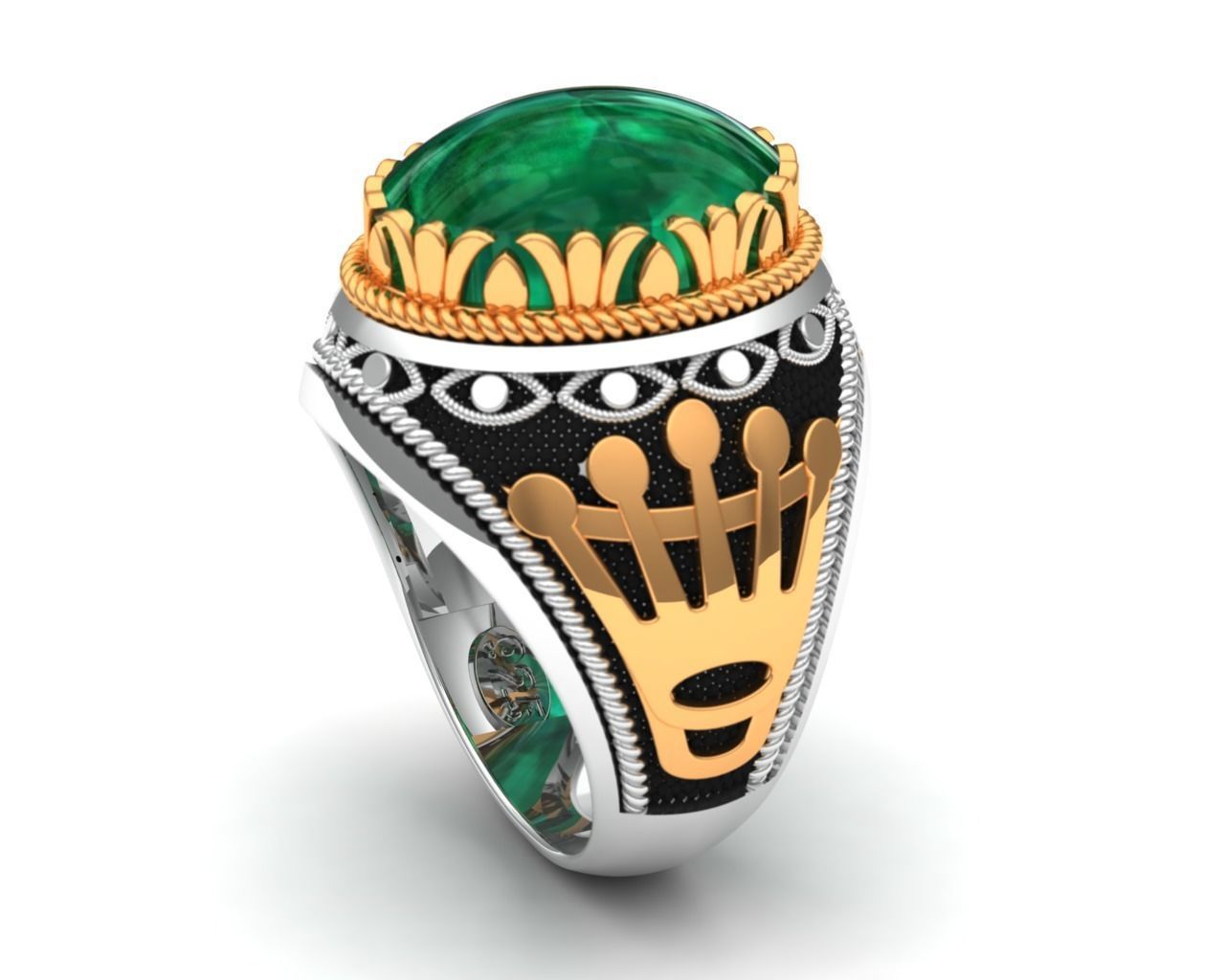 Turkish silver ring men  3D model_2