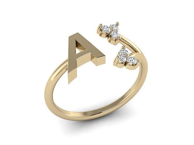 Jewelry Alphabet Ring A with Diamonds 3D print model