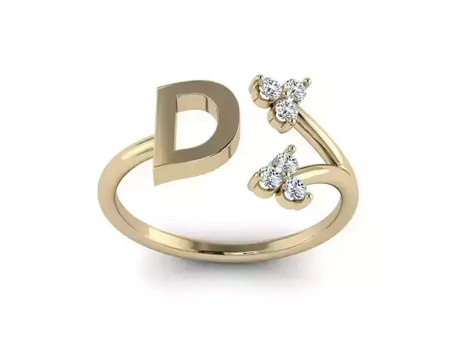 Jewelry Alphabet Ring D with Diamonds  3D print model