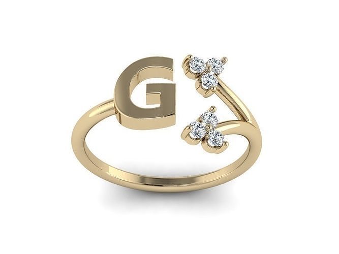Jewelry Alphabet Ring  G with Diamonds  3D print model