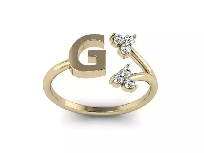 Jewelry Alphabet Ring  G with Diamonds  3D print model