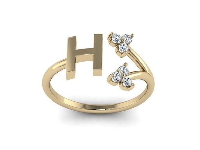 Jewelry Alphabet Ring H with Diamonds  3D print model