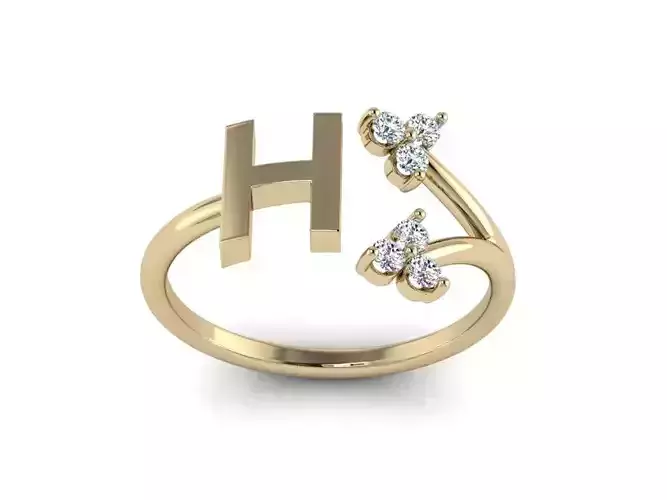 Jewelry Alphabet Ring H with Diamonds  3D print model