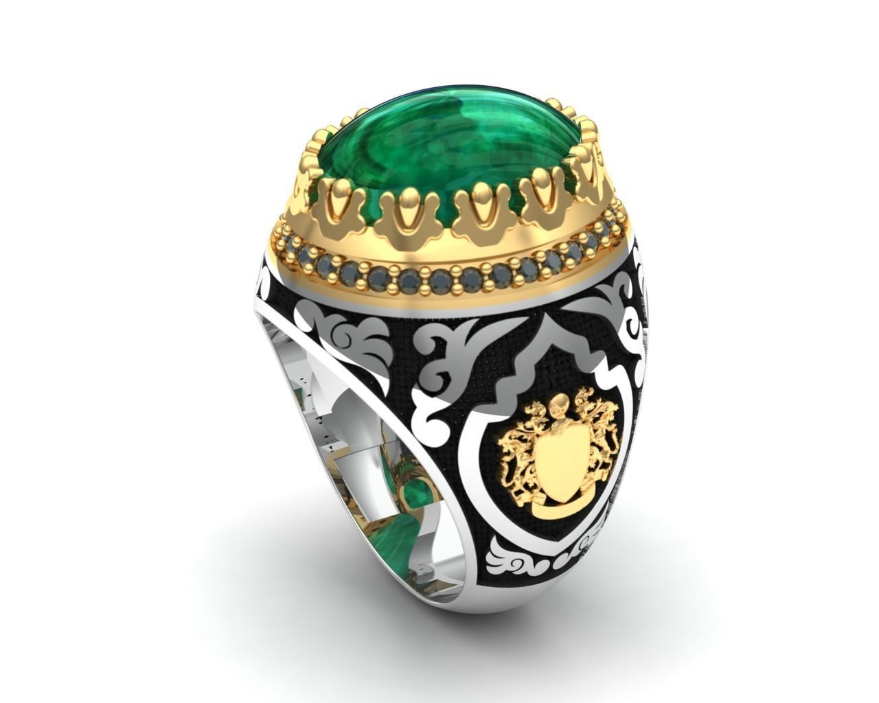 Turkish silver ring men  3D model_2
