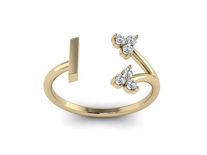Jewelry Alphabet Ring I with Diamonds  3D print model
