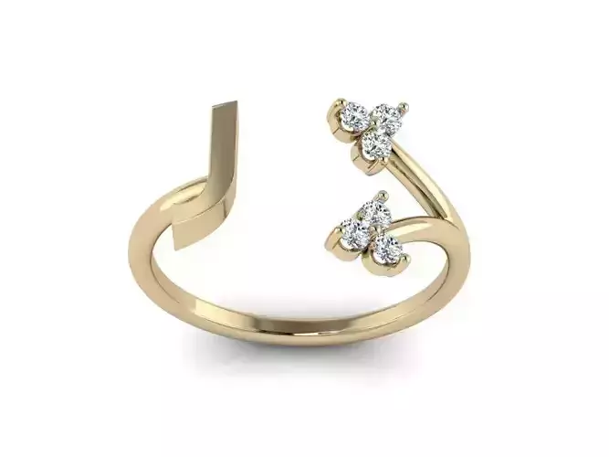 Jewelry Alphabet Ring J with Diamonds  3D print model