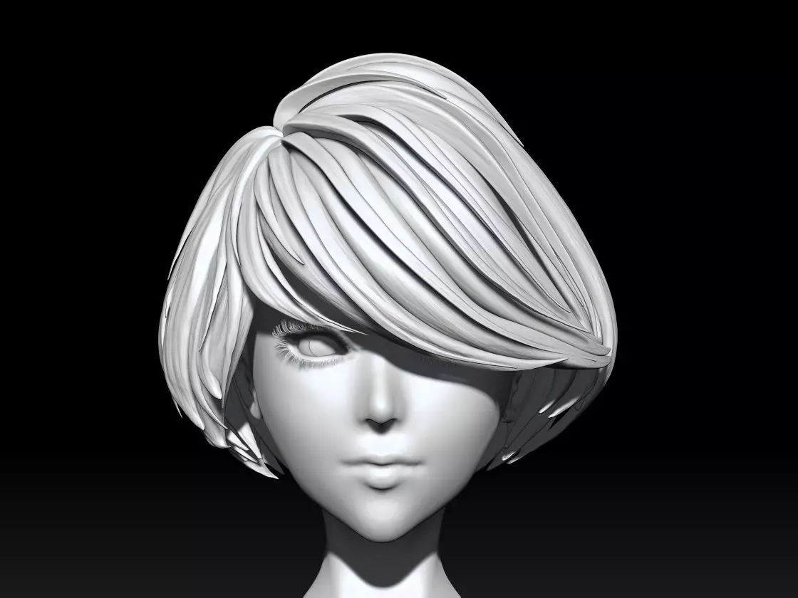 Female Short Hair Style 3D model