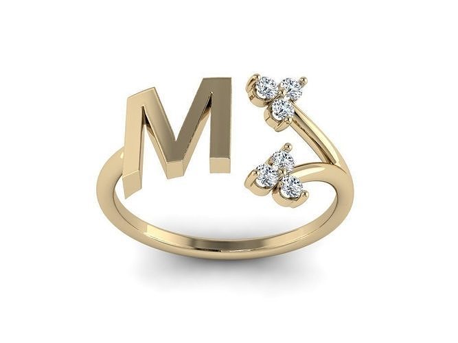 Jewelry Alphabet Ring M with Diamonds  3D print model