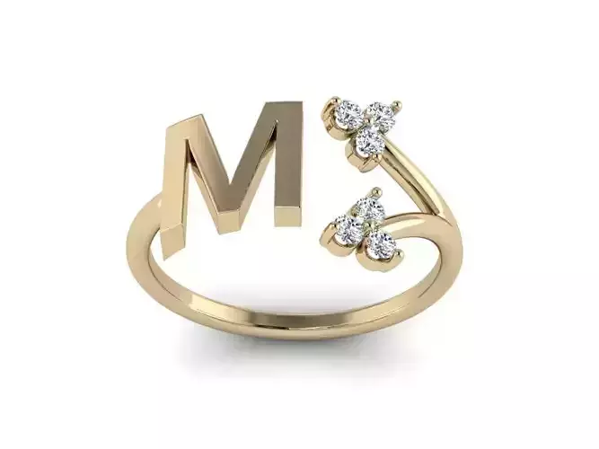 Jewelry Alphabet Ring M with Diamonds  3D print model