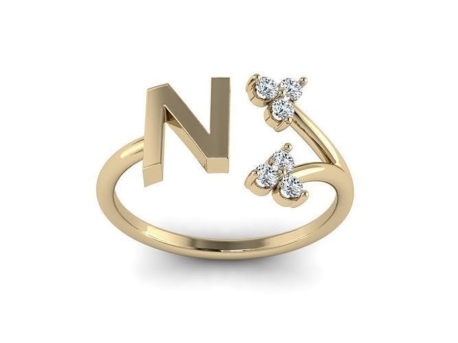 Jewelry Alphabet Ring N with Diamonds  3D print model