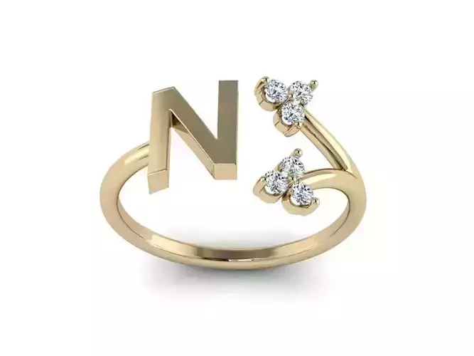 Jewelry Alphabet Ring N with Diamonds  3D print model