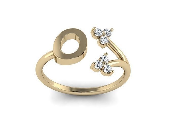 Jewelry Alphabet Ring  O with Diamonds  3D print model