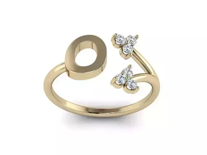 Jewelry Alphabet Ring  O with Diamonds  3D print model