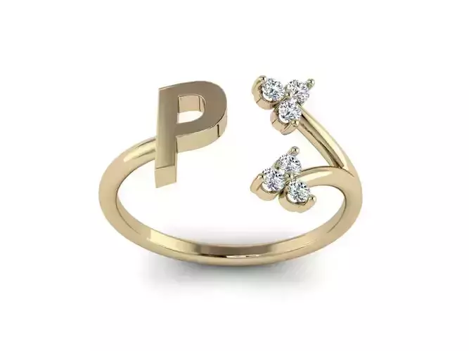 Jewelry Alphabet Ring P with Diamonds 
