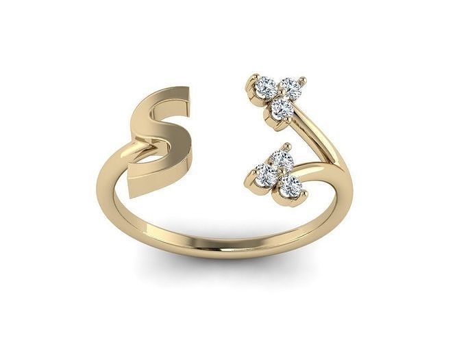 Jewelry Alphabet Ring  S with Diamonds  3D print model