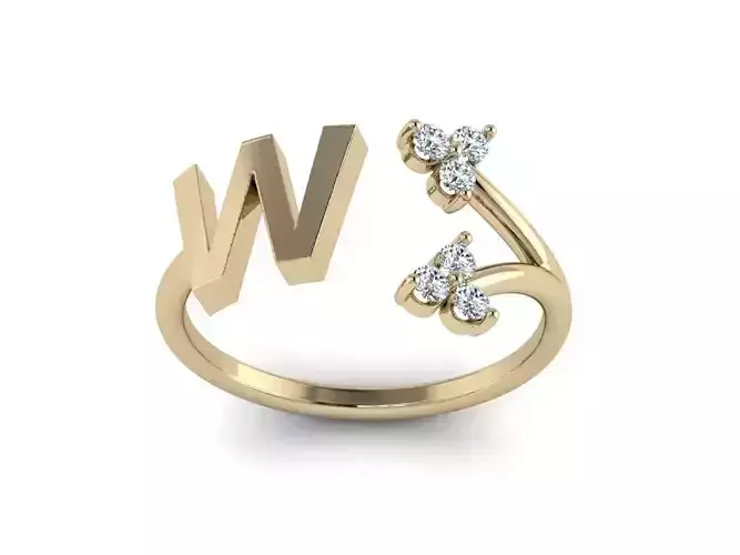 Jewelry Alphabet Ring W with Diamonds 