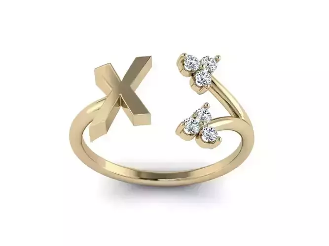 Jewelry Alphabet Ring X with Diamonds 