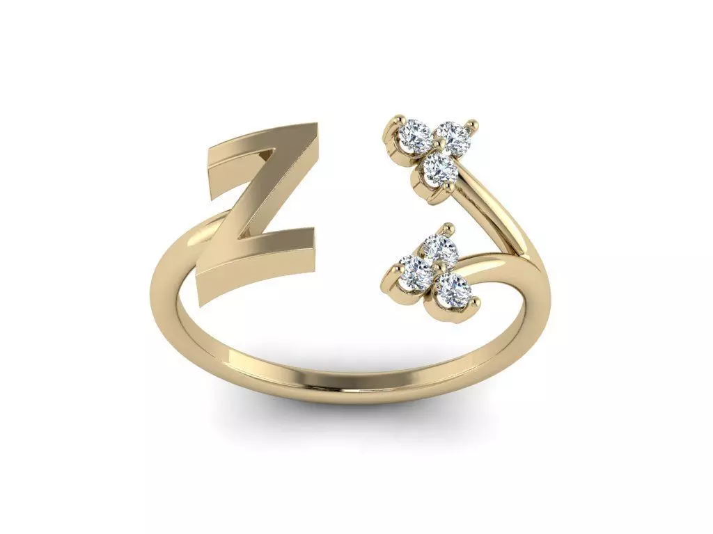 Jewelry Alphabet Ring Z with Diamonds 3D print model