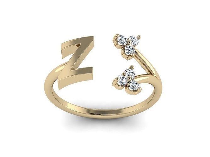 Jewelry Alphabet Ring  Z with Diamonds  3D print model