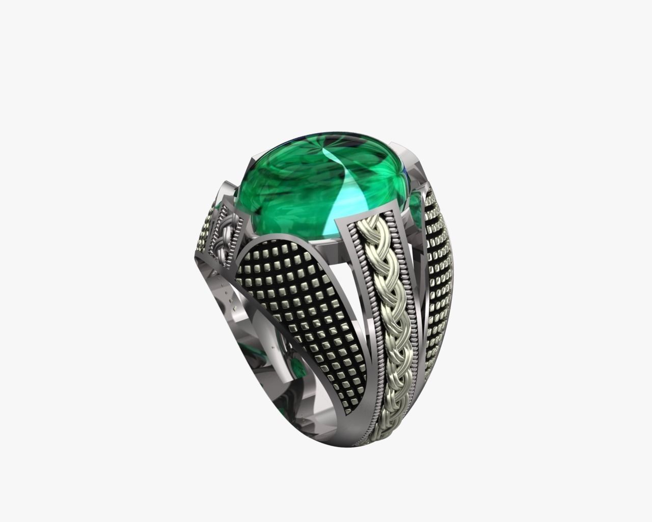 Turkish silver ring men 3D model_1
