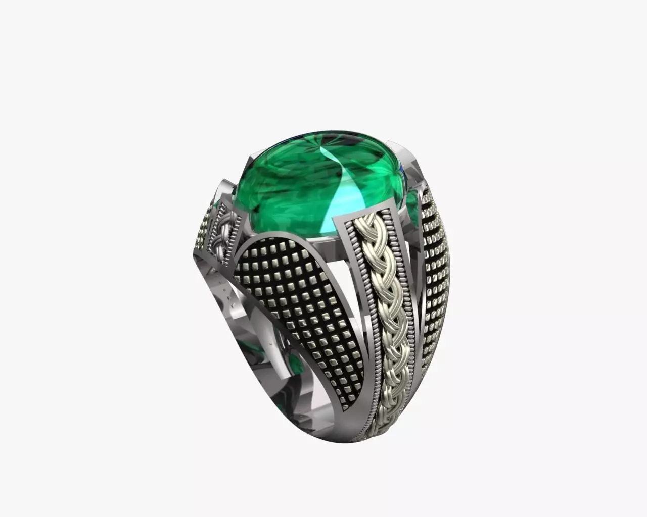 Turkish silver ring men 3D model_0