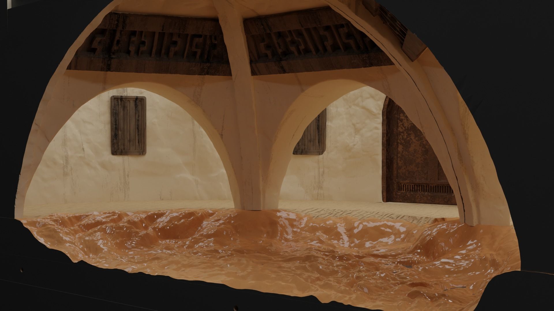 Jabbas Throne Room - Set 6 - Main Entrance 1-6 scale Hottoys 3D print model_7