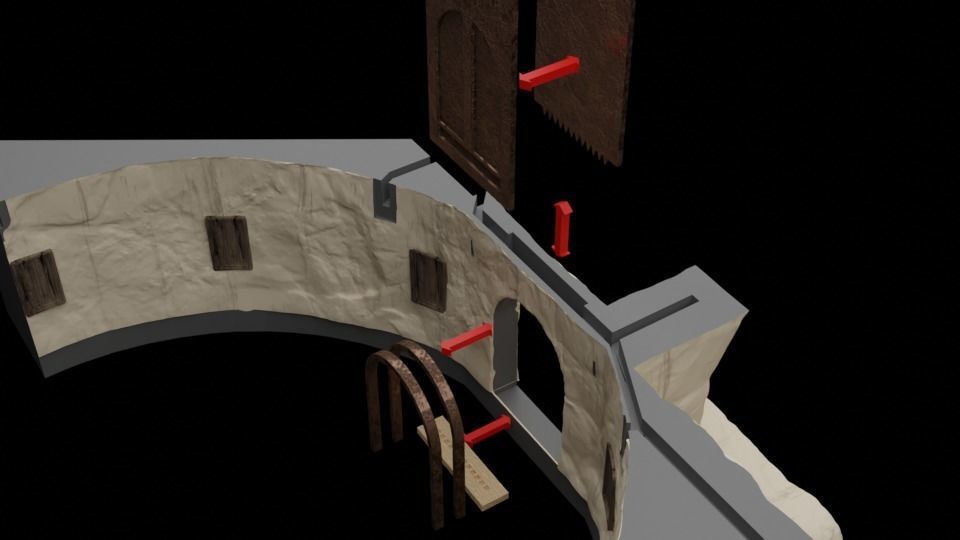 Jabbas Throne Room - Set 6 - Main Entrance 1-6 scale Hottoys 3D print model_17