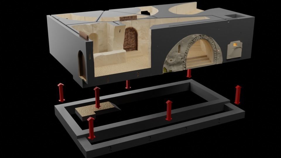 Jabbas Throne Room - Set 6 - Main Entrance 1-6 scale Hottoys 3D print model_33