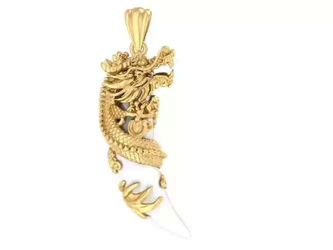Dragon Wrapped Fang Pendant 3D Model for Jewelry 903 3D print model