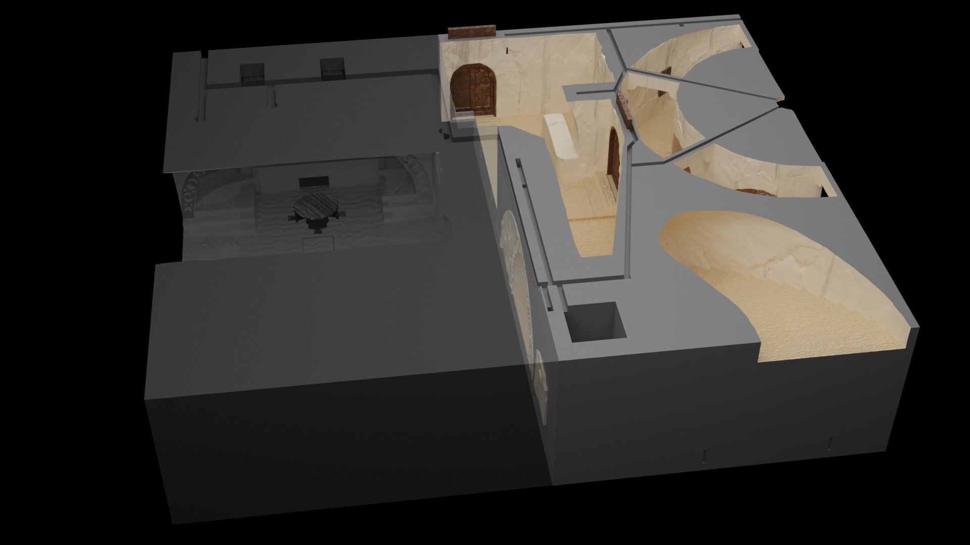 Jabbas Throne Room -Set 6- Main Entrance 1-12 scale Blackseries 3D print model_39