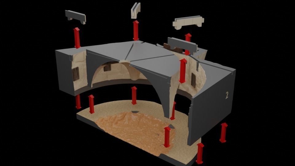 Jabbas Throne Room -Set 6- Main Entrance 1-12 scale Blackseries 3D print model_20