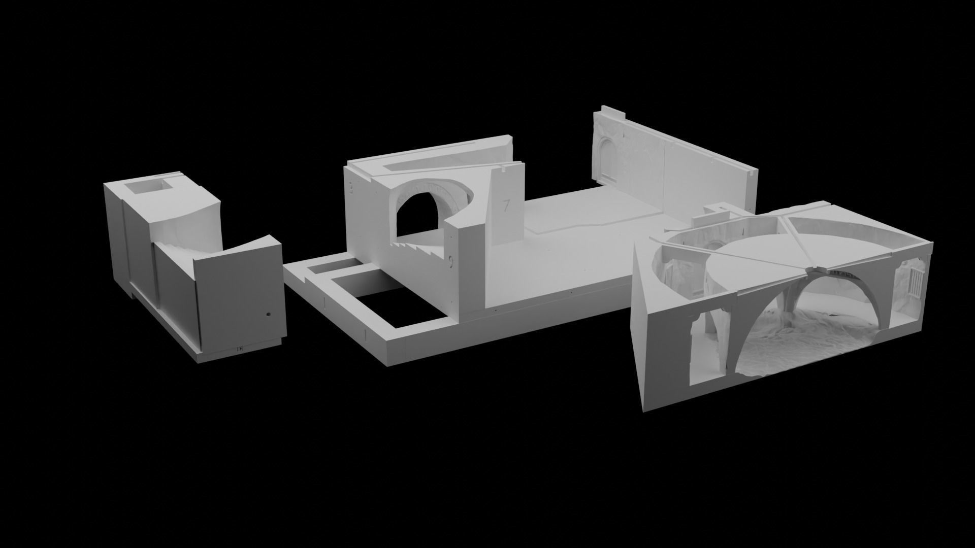 Jabbas Throne Room -Set 6- Main Entrance 1-12 scale Blackseries 3D print model_12